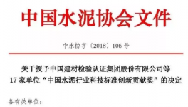 山水、堯柏、南方等企業(yè)榮獲中國水泥行業(yè)科技標(biāo)準(zhǔn)創(chuàng)新貢獻(xiàn)獎