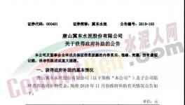 世界第五大水泥生產(chǎn)商1-11月收到5.99億補助