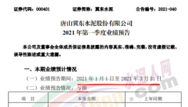 冀東水泥預(yù)虧！一季度凈利潤(rùn)虧損4000–6000萬元！