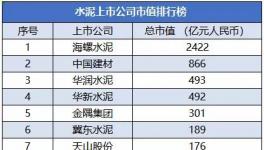 2021年國內水泥上市公司市值5強名單揭曉！