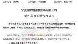 寧夏建材業(yè)績(jī)快報(bào)：2021年凈利同比下降16.96%！