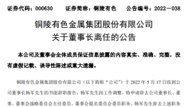 中國(guó)銅工業(yè)板塊第一股董事長(zhǎng)辭職，下一站海螺集團(tuán)！