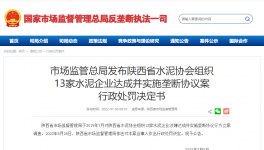 陜西水泥協(xié)會(huì)及13家水泥企業(yè)被罰4.51億！
